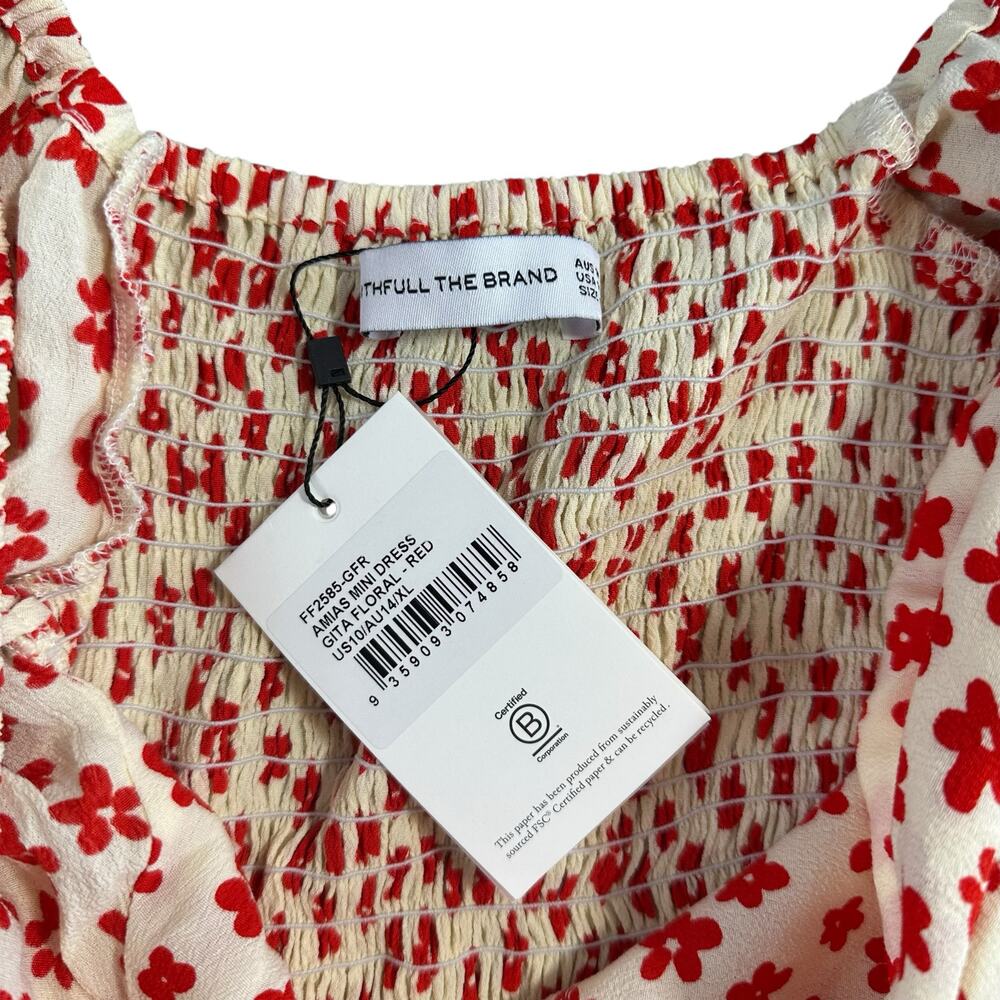Faithfull The Brand Amias Floral Mini Dress Size 10 - Picture 6 of 8